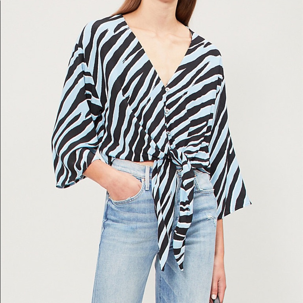 TOPSHOP BRAND NEW BLUE LEOPARD ZEBRA KNOT TOP
